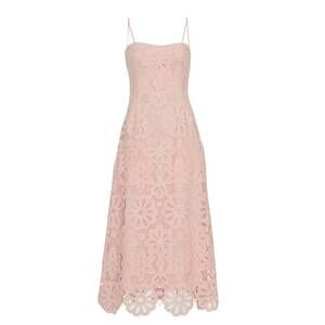 Lela Rose Peach Floral Lace Midi Dress